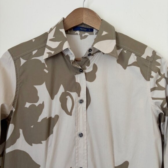 ETRO Floral Button Front Shirt 46 US10 Khaki Long Sleeve - Picture 2 of 5